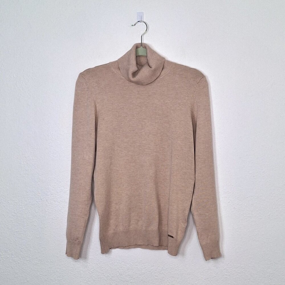 Calvin Klein Turtleneck Sweater Sz M Pullover Minimalist Neutral Preppy Classic